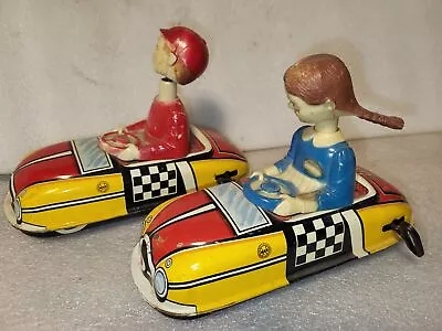 Two Vintage Marx Tin Wind Up Dipsy Doodle Bumper Cars • $69.99