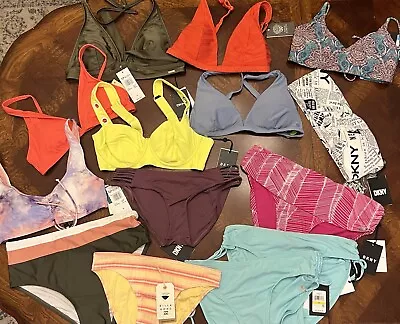 NWT Swimsuit Bikini 14 Pc Lot Medium M Roxy DKNY Volcom Billabong • $36