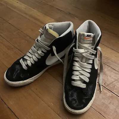 £29.99 • Buy Nike Blazer Size UK 7 Black White Suede Vintage Mid Trainers Shoes High Tops
