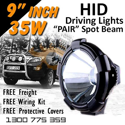 HID Xenon Driving Lights - 9 Inch 35w Spot Beam 4x4 4wd Off Road 12v 24v • $253.78