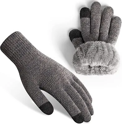 Thermal Winter Gloves For Men Women Wool Knit Gloves With Fleece Lining Warm • $49.99