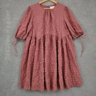 Asos Dress Womens Size 6 Pink Maternity Texture Oversize Keyhole Ruffle Boho • $22.99