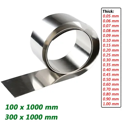 301 Stainless Steel Sheets Thick 0.05mm-1mm Plates Foils Roll 100/300mm X 1000mm • $84.69