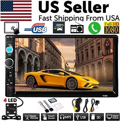 7  Double 2 DIN Car MP5 Player Bluetooth Touch Screen Stereo Radio With Camera • $35.99