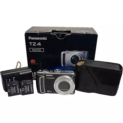 Panasonic LUMIX DMC-TZ4 8.1MP Digital Camera -Black - Damaged Screen - Working • £17.99
