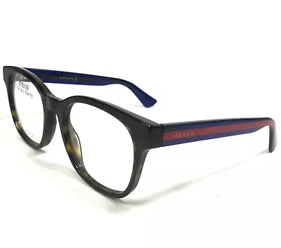 Gucci Eyeglasses Frames GG0005OZ 001 Dark Tortoise Blue Red Striped 53-20-145 • $149.99