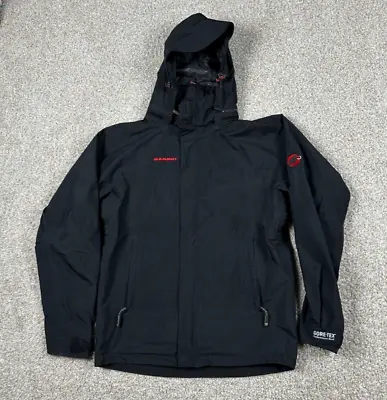 Mammut Gore Tex Jacket Mens Small Black Full Zip Hood Waterproof Performance • $79.95