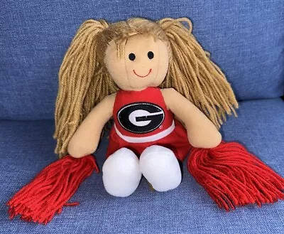 NCAA University Of Georgia Bulldogs Plush UGA Cheerleader 11” Doll Toy Pom Poms • $9.99