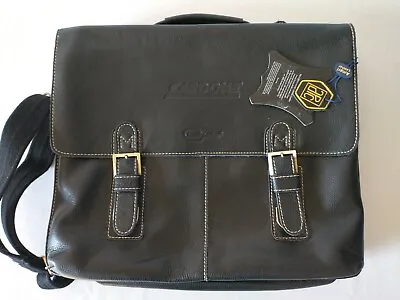 NWT CARDONE AMERI Cow Leather Business Messenger Organizer Briefcase Bag Black • $89.98