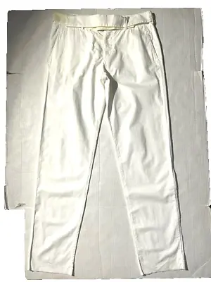 Vintage Rare 2000 HELMUT LANG Archival Men White Cotton Belted Pant Sz 52 Italy • $249