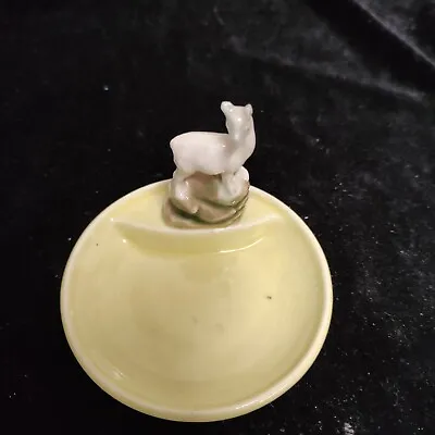 VINTAGE IRISH WADE WHIMTRAYS POTTERY MODEL OF WHITE Goat  TRINKET DISH • £5.99