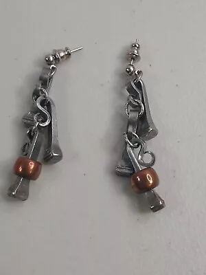 Horse Nail Earrings Vintage Square Nails Dangle Pierced Brutalist  • $7.99