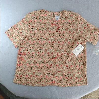 Modern Essentials Sears NEW Vintage Top Women's Large Floral Short Sleeve NWT • $11.95