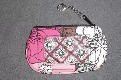 VERA BRADLEY Case CLIP ZIP ID ~ MOCHA ROUGE Pink Brown Floral • $8.95