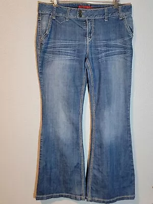 Zanadi Jeans Womens Size 15 Regular Flared Stretch Mid Rise Denim Blue • $14.99