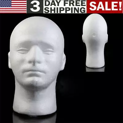 Male Mannequin Head Stand Display Hat Glasses Wig Hair Glasses Earphones White • $11.99