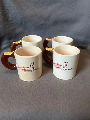 Mister Donut Mug Advertising 11oz Doughnut Handle Japan Ceramic Vintage Set Of 4 • $49.99