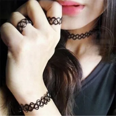 Fashion Tattoo Choker  Necklace Bracelet Ring Anklet Retro Henna  UK Seller • £1.99