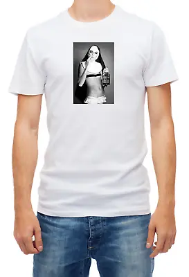 Sexy Smoking Nun Short Sleeve White Men T Shirt D393 • £9.69