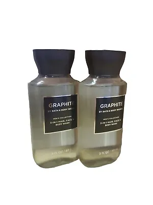 $9.99 • Buy 2PK Bath & Body Works Men's GRAPHITE 3-1 Hair Face Body Wash Gel Shampoo 3 Oz