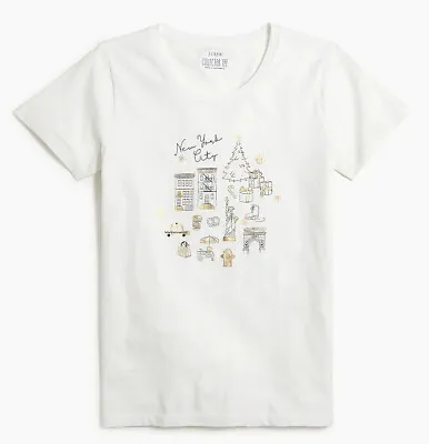J. Crew Women's New York City Holiday Map Collector T-Shirt Tee Ivory White Top • $23.50