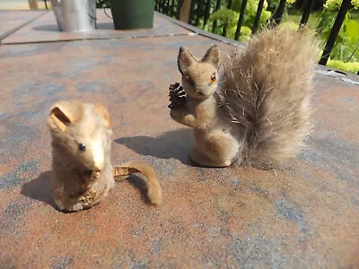 2 Vintage Fuzzy Furred Flocked Mice Mouse Original Fur Toys W. Germany & Other • $10