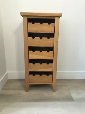 Solid Oak Wine/Drink Cabinet Holds 15 Bottles Excellent Condition • £50