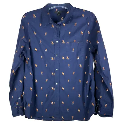 J. Crew Dogs Buttondown Shirt Navy Blue Size 10 • $30