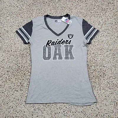 Oakland Raiders Shirt Womens Medium Gray Football Graphic Tee NFL Ladies NEW A1 • $19.95