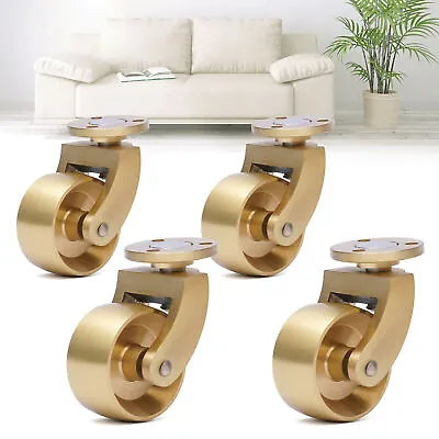 4 Vintage Style Round Heavy Duty Solid Brass Wheel Strong Swivel Caster Wheels  • $39.69