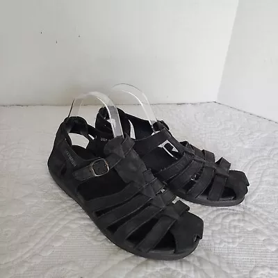 MEPHISTO Aida Fisherman Sandal Shoe Women's EU 40 US 10 Black Nubuck Leather • $29.99