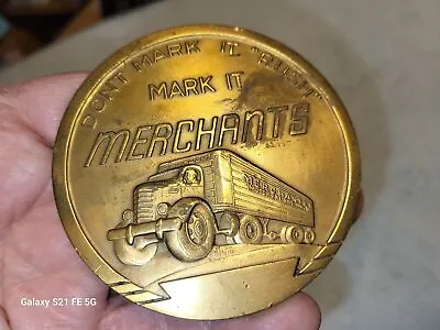 Vintage Merchants Motor Freight Trucking Bronze Medallion Paperweight 3 1/4  • $19.99