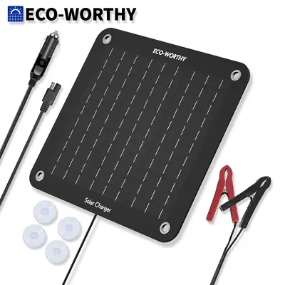 ECO-WORTHY 10W Watt 12V Mono Solar Panel Trickle Charger Kit Waterproof Car Boat • $19.99