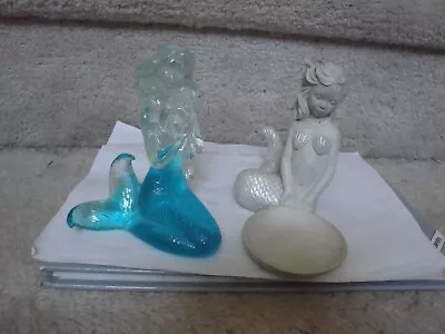 2 Vintage Hard Resin Mermaid Figurines Real Nice ! • $4.99