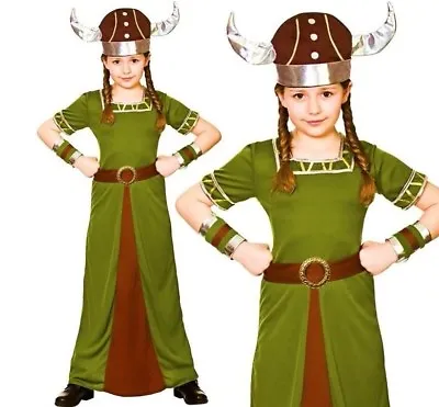 Child VIKING PRINCESS Fancy Dress Costume Nordic Girls Saxon Valkyrie 5-7ys Kids • £11.45