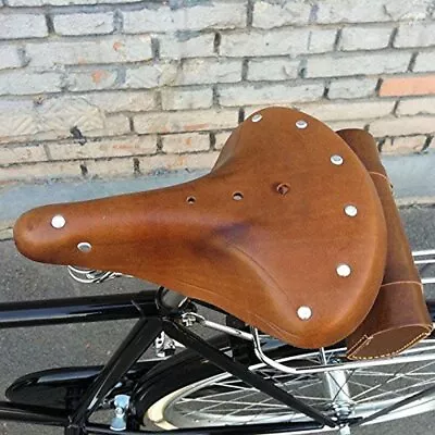 Vintage Genuine Leather Bicycle Saddle Seat MTB Bike Comfortable Riding Cushions • $58.99