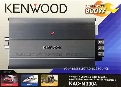NEW KENWOOD KAC-M3004 Class-D 4-Channel Compact Digital Car/ATV/Marine Amplifier • $175