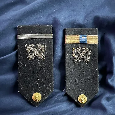 2 Vintage WW2 Captain Merchant? Marine Hard Shoulder Boards Epaulettes Insignia • $34.95