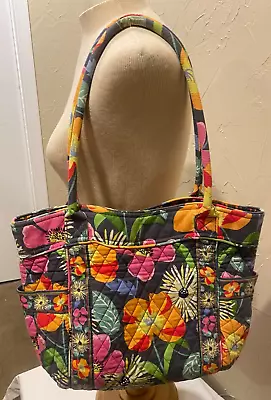 Vera Bradley Purse Pleated Tote Medium Shoulder Bag Jazzy Blooms Spring 2013 • $26.22