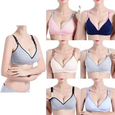 Maternity Cotton Padded Baby Feeding Bra Nursing Wire For • £5.74