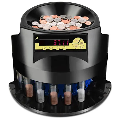 $129 • Buy Electric Auto Coin Sorter Dispenser Counting Batching W/Coin Tubes & LED Display