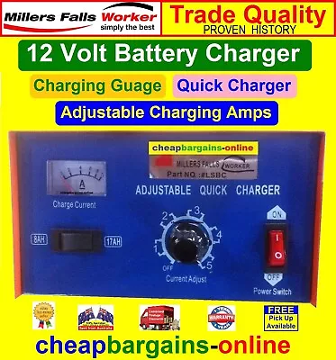 12 Volt BATTERY CHARGER ADJUSTABLE TRICKLE OR QUICK CHARGE CAR MOTORCYCLE 4x4 • $57.99