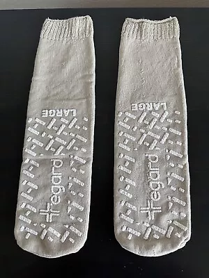 New Double Sided Slippers Socks Non Skid Hospital Travel Beige Size Large • $6.50