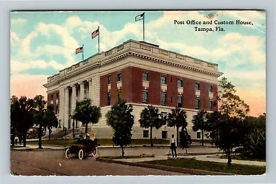 Tampa FL-Florida Post Office & Custom House Period Car Flag Vintage Postcard • £7.59