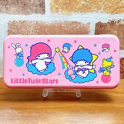 Vintage Sanrio Little Twin Stars Pencil Case Tin Box Pen Case Metal 1985 Pink • $62
