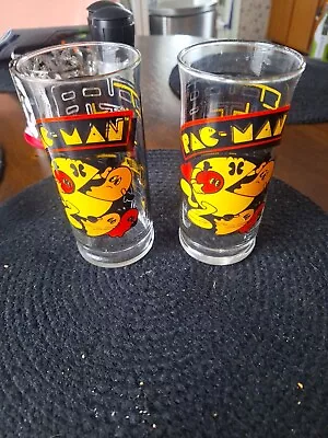 Pair 1982 Pac Man Advertising Cartoon Glasses • $4.99