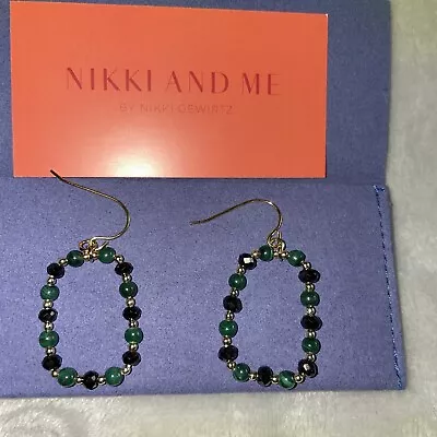 LOLA ROSE Now NIKKI & ME BLACK MALACHITE STATEMENT EARRINGS BNWT RRP £40 • £22.99