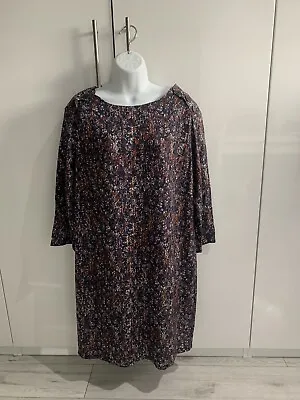 £34.95 • Buy Brora Navy And Red Shift Dress Size 12 Liberty Floral Print Jersey Excellent