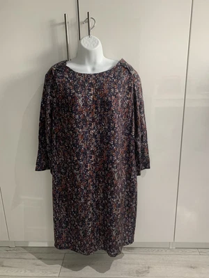 £34.95 • Buy Brora Navy And Red Shift Dress Size 12 Liberty Floral Print Jersey Excellent