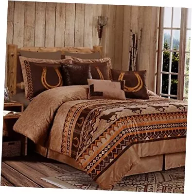  Sedona 7-Piece Southwestern Wild Horses Microsuede California King Brown • $142.48